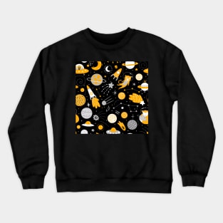 space cats moon stars universe Crewneck Sweatshirt